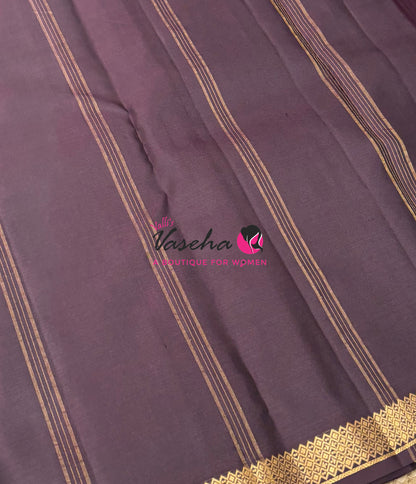 Pure Soft Silk Saree  -  Lavender With Wine Brown Combo - VVPSS146