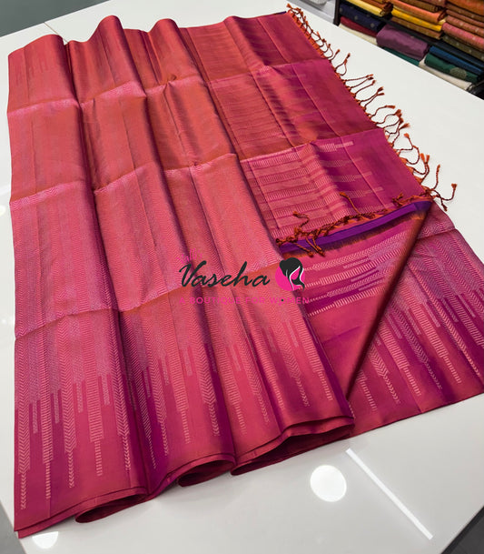 Pure Soft Silk Saree  -  Peachish Pink Shade - VVPSS129