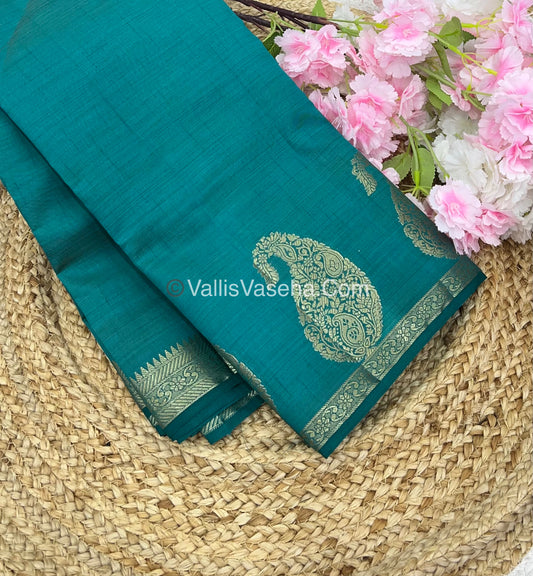 Semi Tussar Silk - Small Mango - Blueish Green Shade - VVSTS002