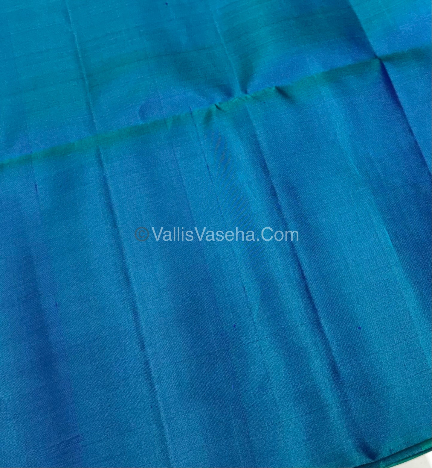 Pure Soft Silk Saree - Border Less  - Sea Blue & Peacock Blue Shade - VVPSS068