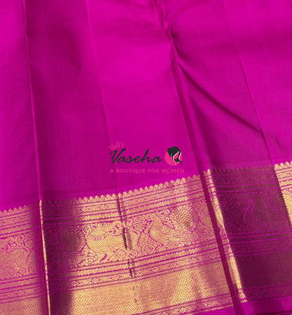 Pure Kanchipuram Silk Saree - Vairavoosi Design  - Purple & Pink Combo - VVPS059