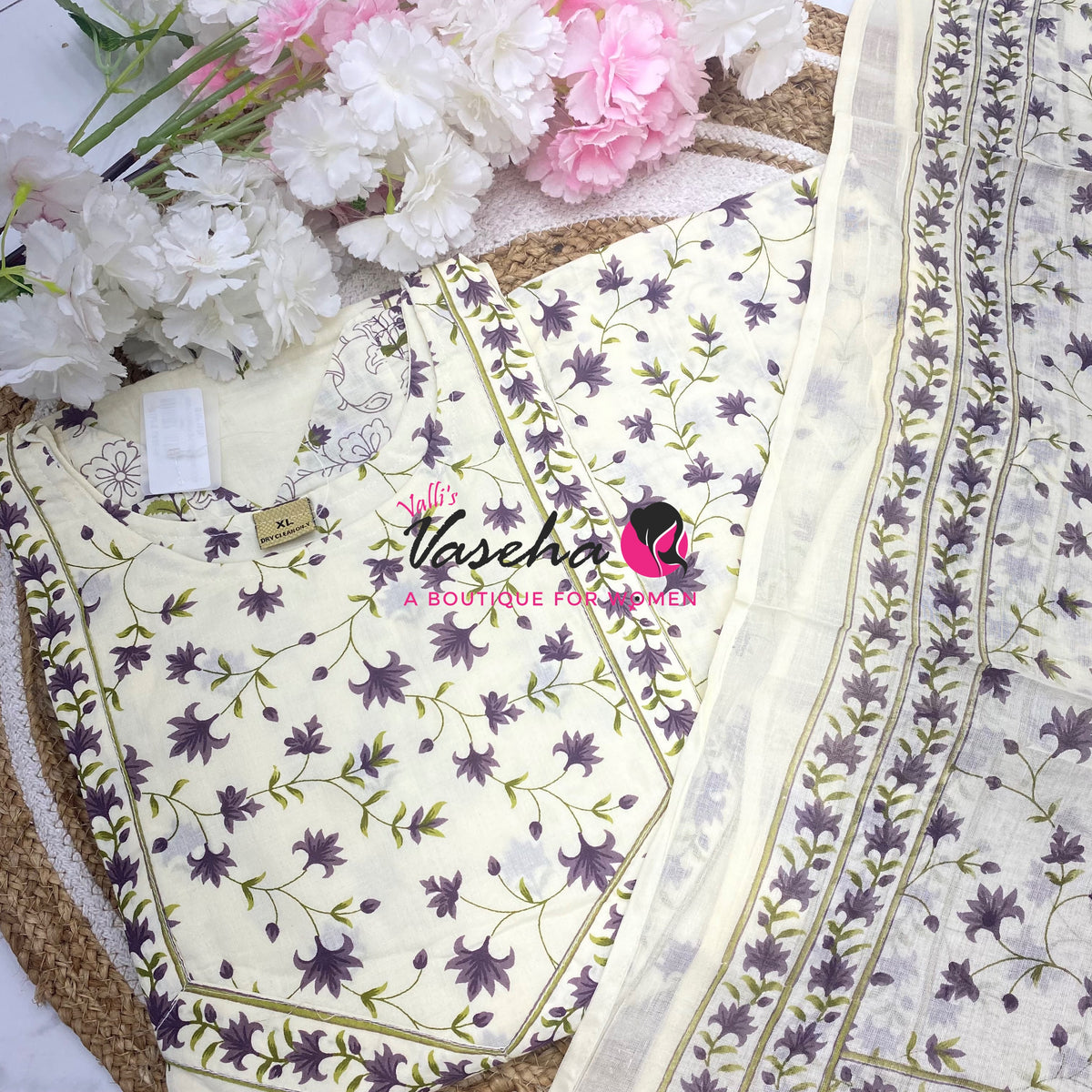 Ready Made | Semi Anarkali Set  (3pc)|Cotton |VVRMS034