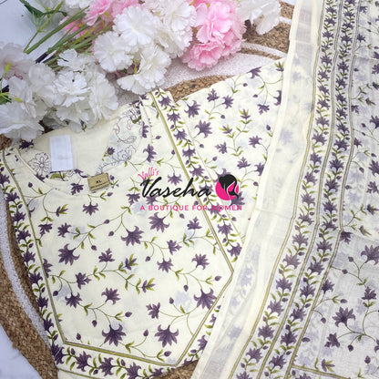 Ready Made | Semi Anarkali Set  (3pc)|Cotton |VVRMS034