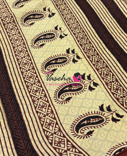 Pure Soft Mul Mul Cotton Sarees - Hand Block Prints - VVMMC011
