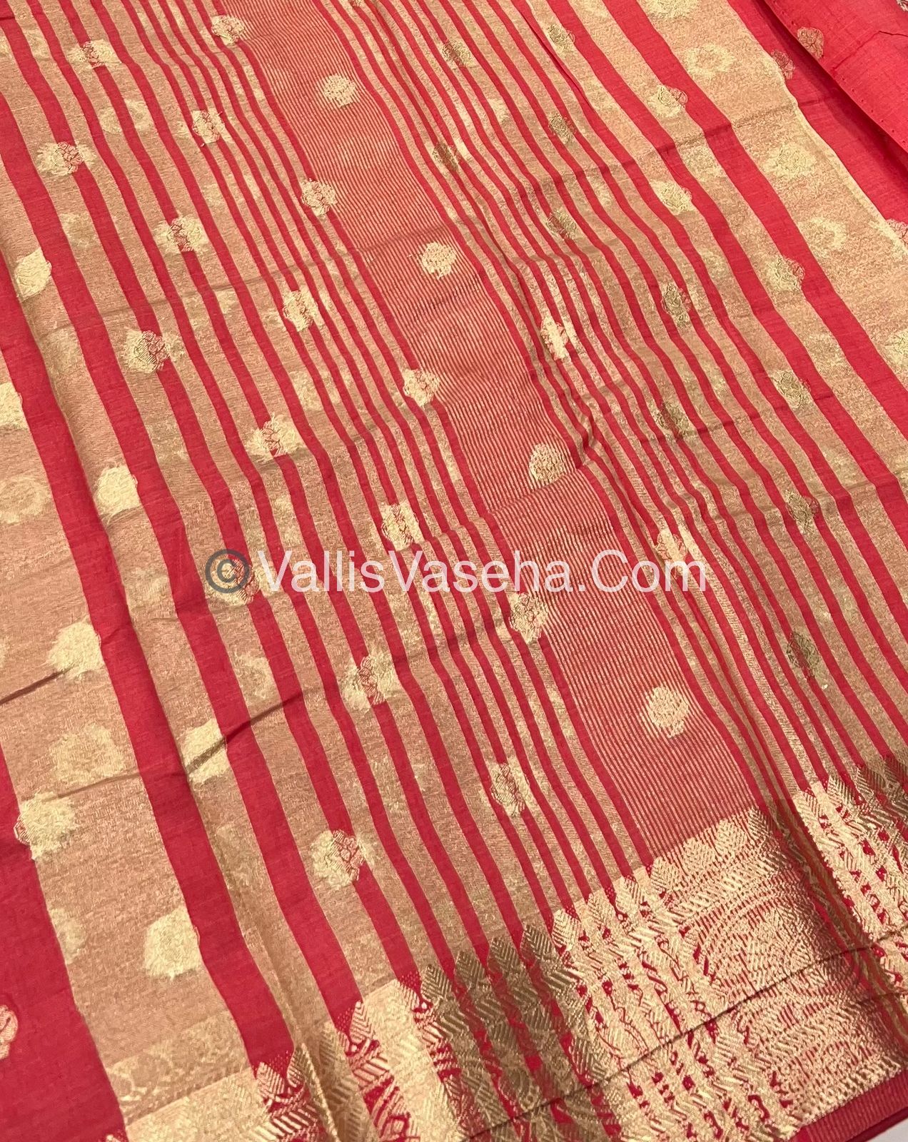 Semi Tussar Silk  - Pinkish Red Shade - VVSTS024