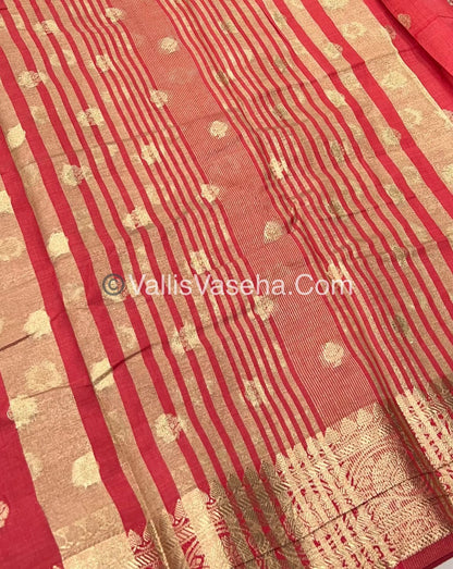 Semi Tussar Silk  - Pinkish Red Shade - VVSTS024