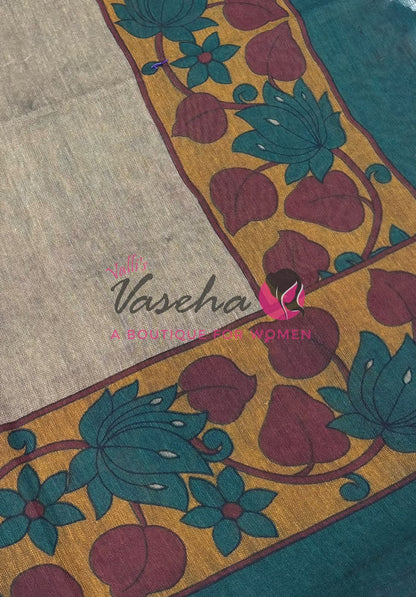 Handloom Cotton Sarees with Kalamkari Blouse - VVKCK003