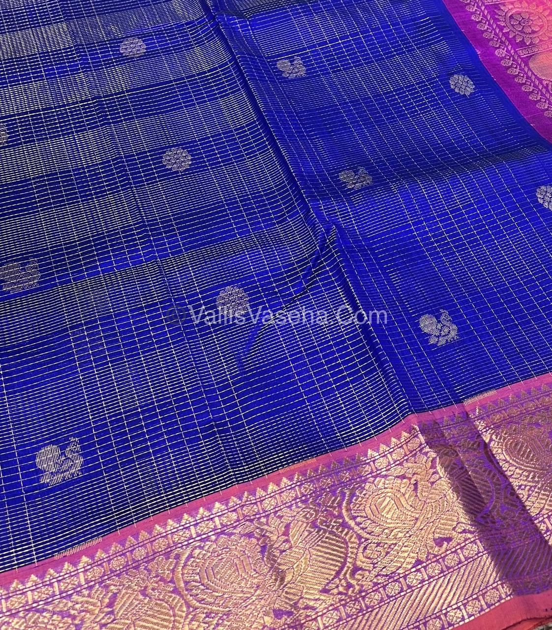 Pure Silk Cotton Saree - Vairavoosi checks - Mayil & Chakkaram - VVMCV002