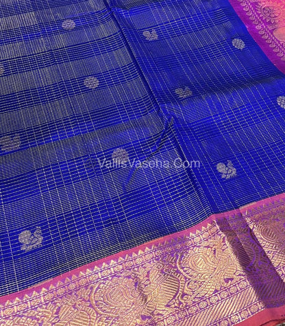 Pure Silk Cotton Saree - Vairavoosi checks - Mayil & Chakkaram - VVMCV002