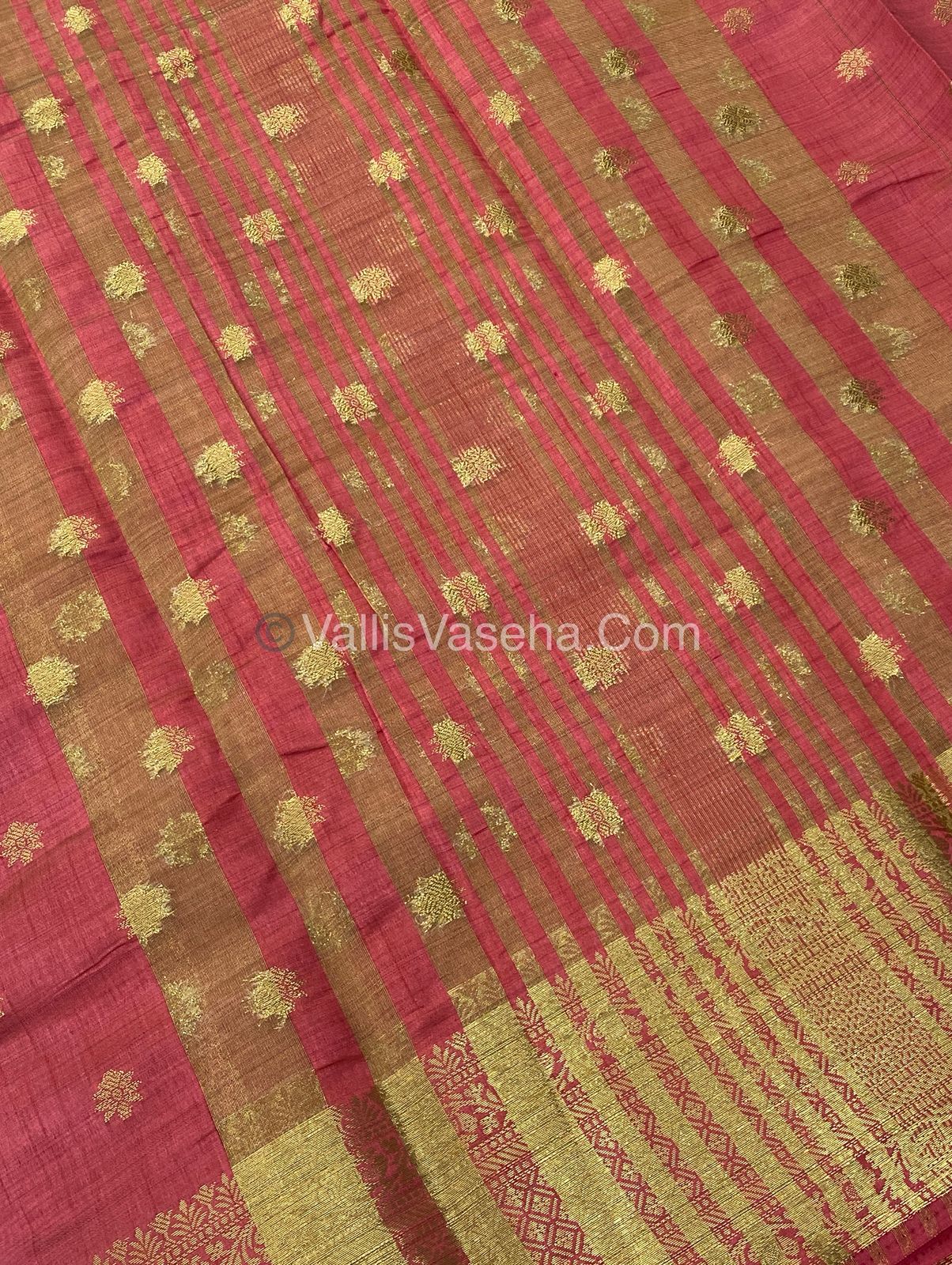 Semi Tussar Silk  - Light Peach Shade  - VVSTS014