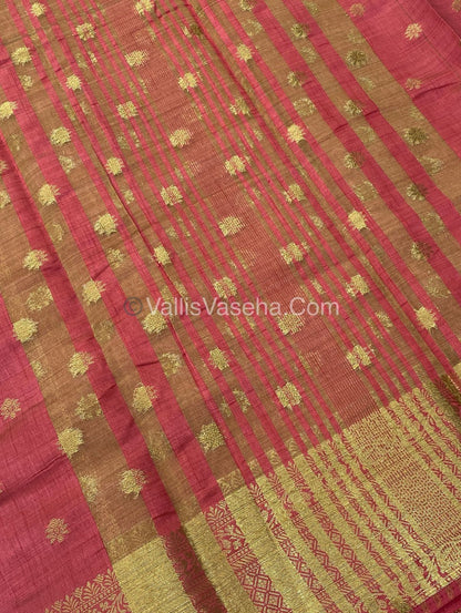 Semi Tussar Silk  - Light Peach Shade  - VVSTS014