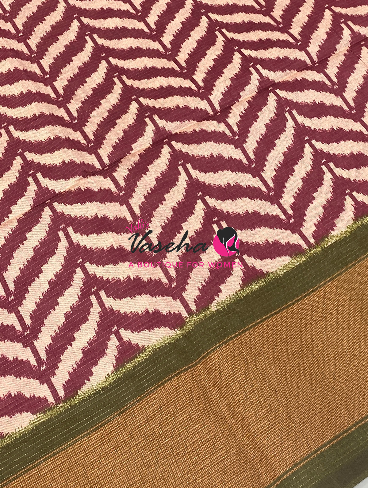 Art Tussar / Art Silk - Maroon & Green  Shade - VVATS006