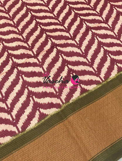 Art Tussar / Art Silk - Maroon & Green  Shade - VVATS006