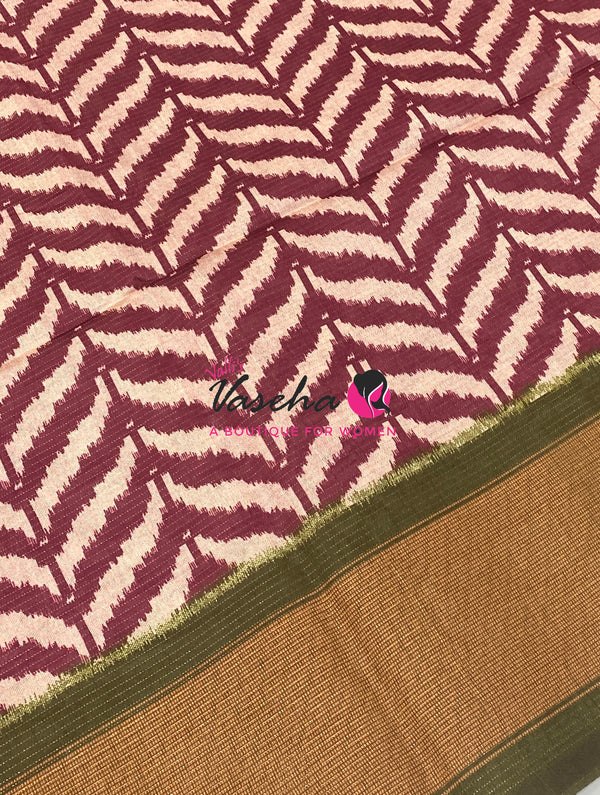 Art Tussar / Art Silk - Maroon & Green  Shade - VVATS006