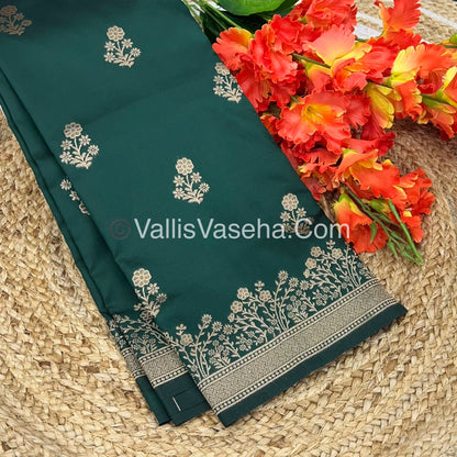 Semi Soft Silk with Border - Green Shade  -VVSSS013