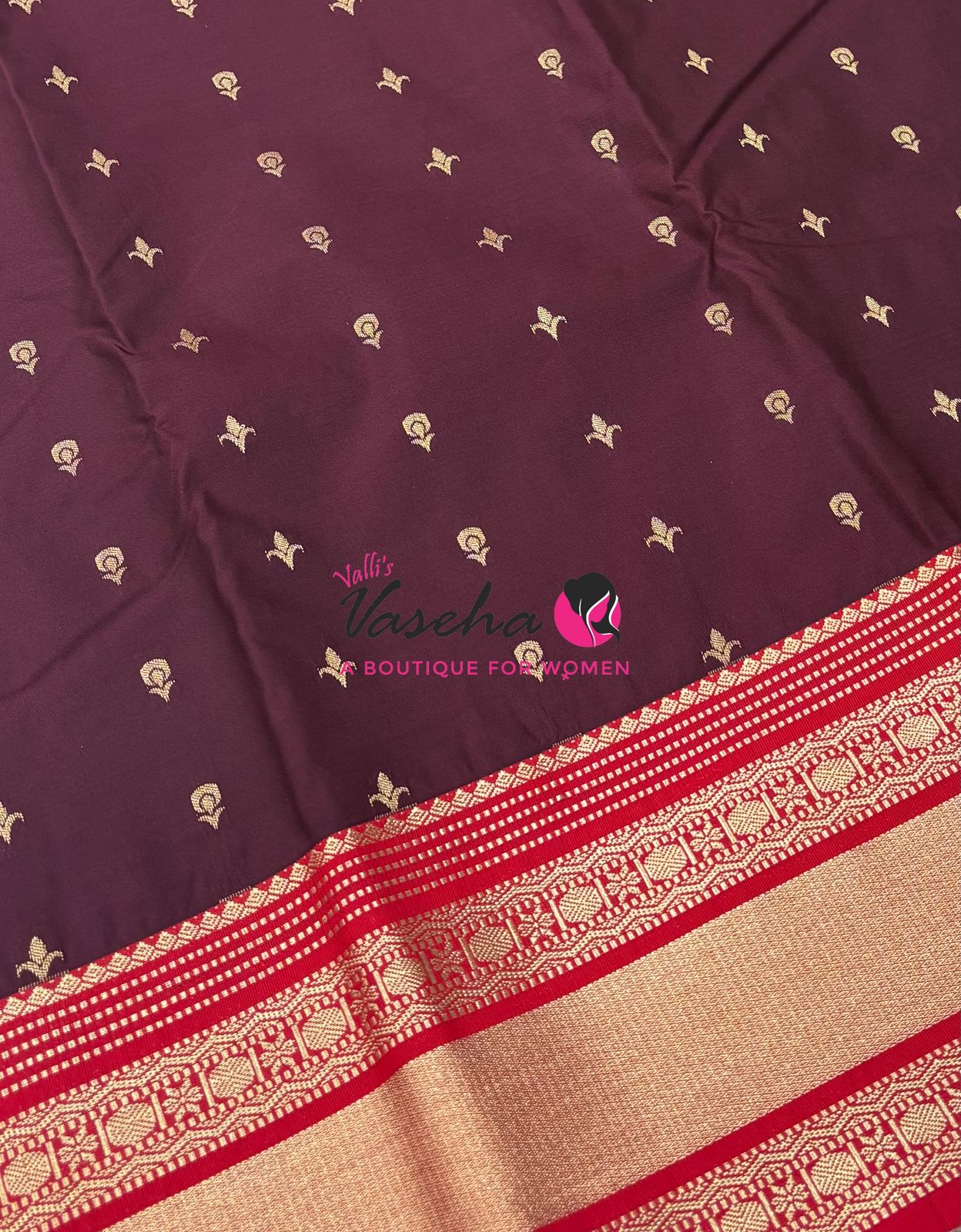 Semi Kanchi Silk  - Maroon & Red - VVSKS007