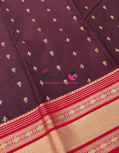 Semi Kanchi Silk  - Maroon & Red - VVSKS007