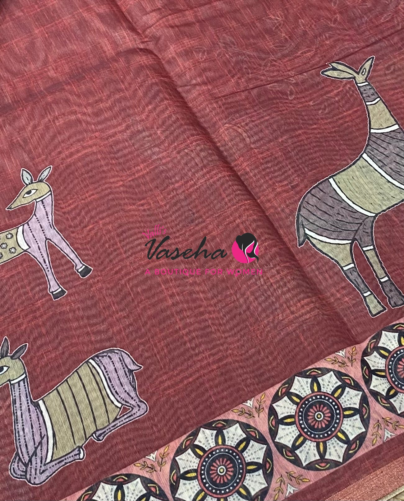 Semi Chanderi Saree - Maroon Shade - VVSCS008