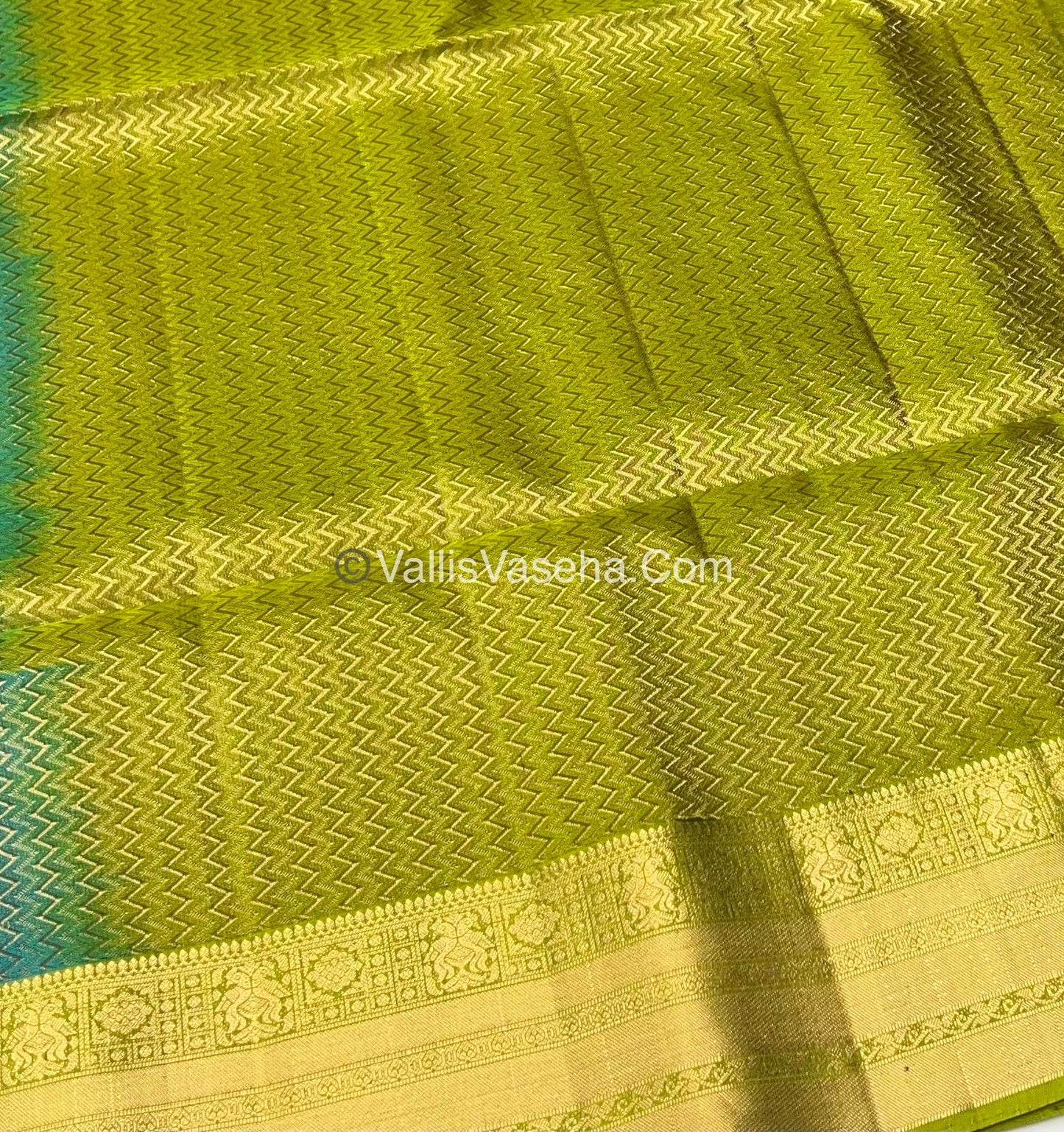 Pure Soft Silk Saree - Blue & Green Combo - VVPSS048