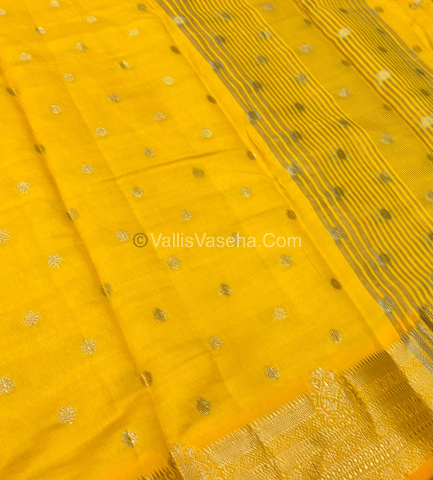 Semi Tussar Silk Saree - Yellow shade - VVSTS032