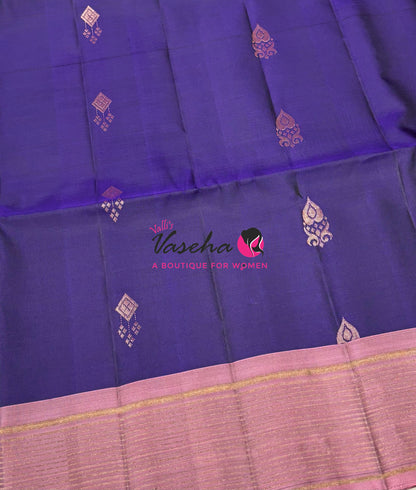 Half Mixed  Soft Silk Saree - (1.75 warp)Violetish Blue & Onion Pink - VVPSS090