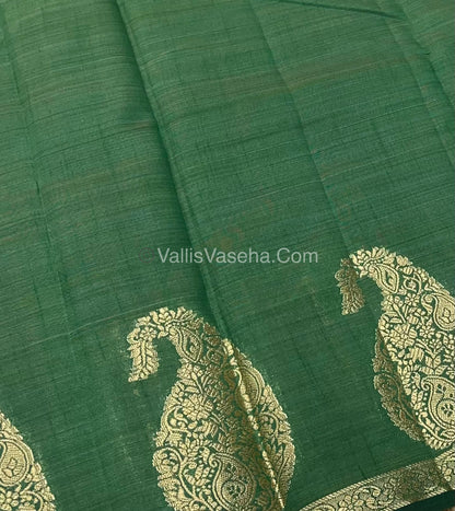 Semi Tussar Silk - Small Mango - Dark Green Shade - VVSTS002