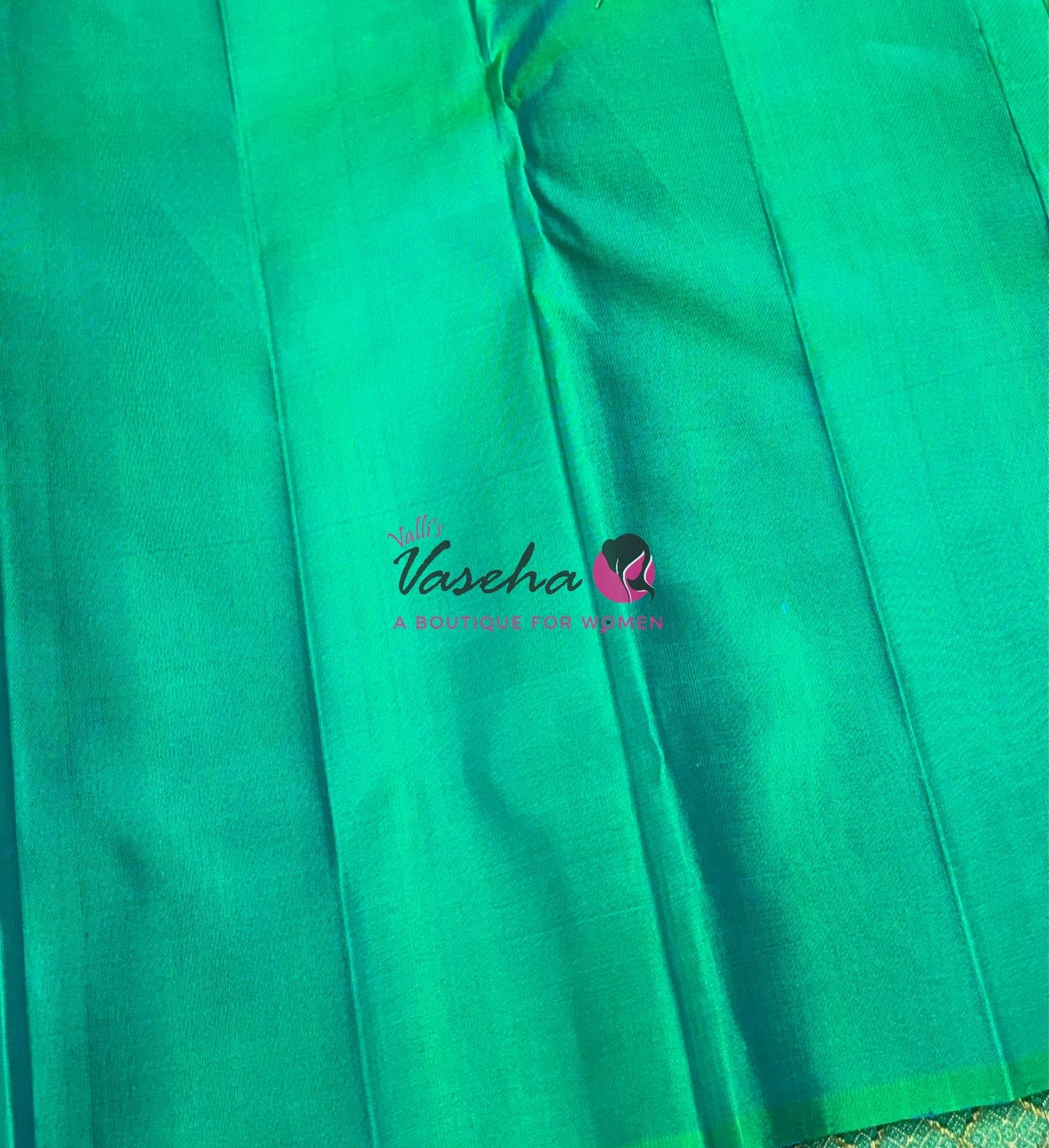 Pure Kanchipuram Silk Saree - Border Less  - Rexona Green Shade  - VVPS063