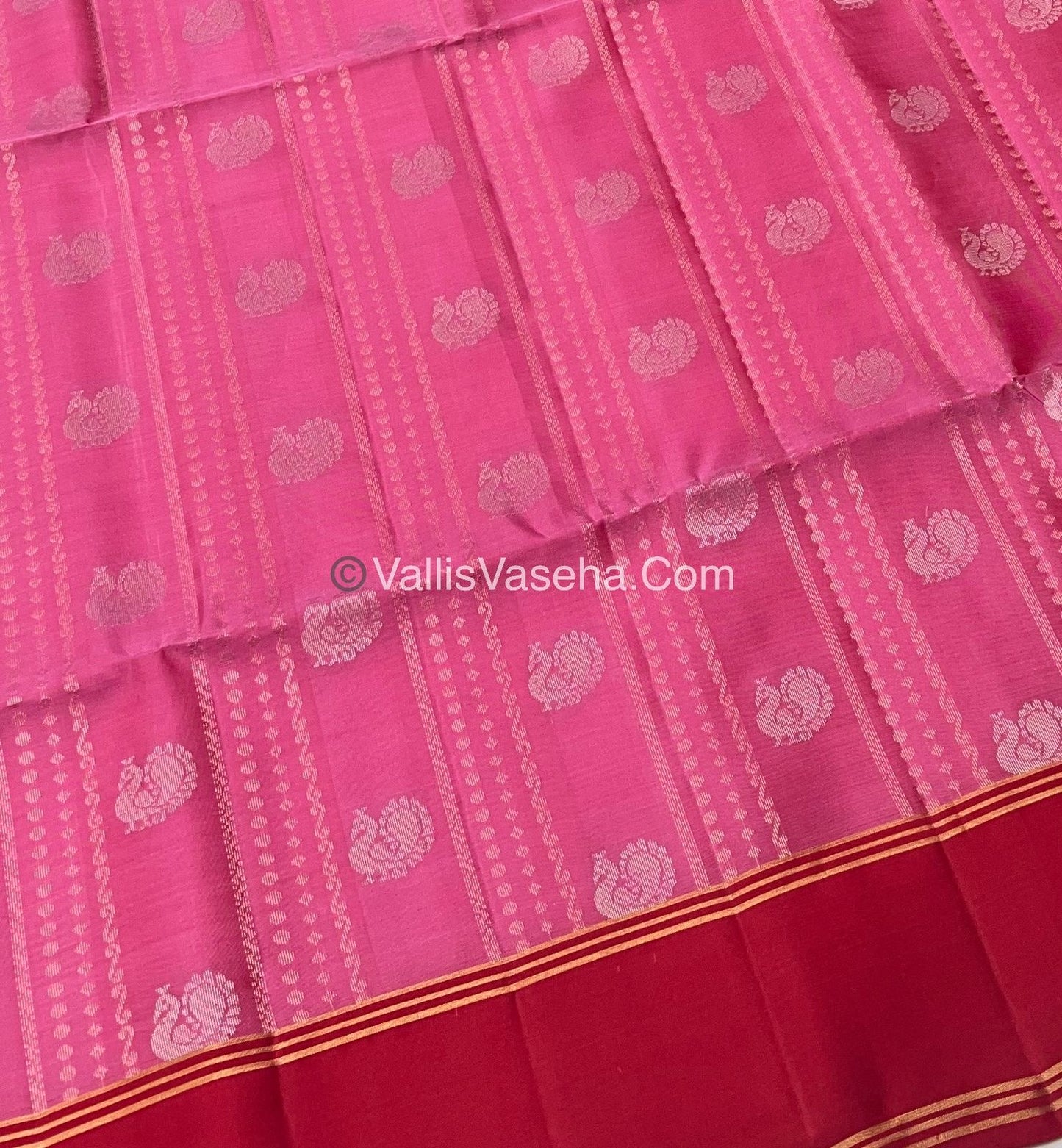 Pure Soft Silk Saree - Pink & Red - VVPSS062