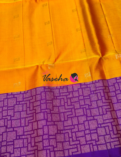 Pure Soft Silk Saree - Mango Yellow & Purple - VVPSS124