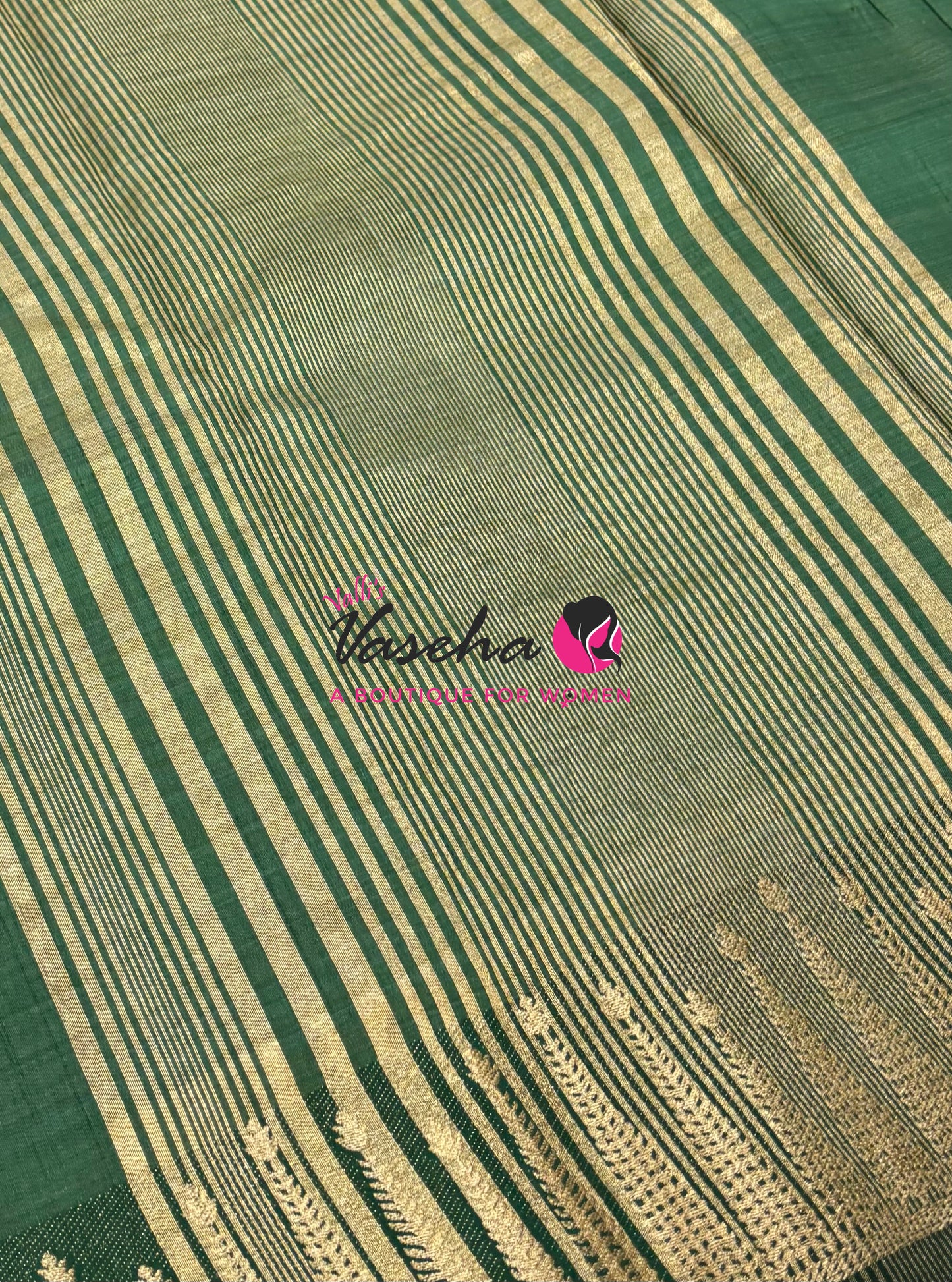 Semi Tussar Silk Saree | Green Shade |VVSTS050