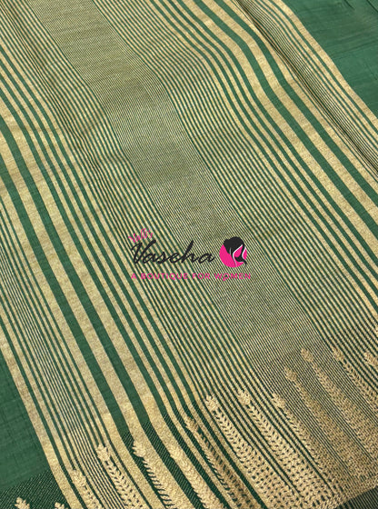 Semi Tussar Silk Saree | Green Shade |VVSTS050