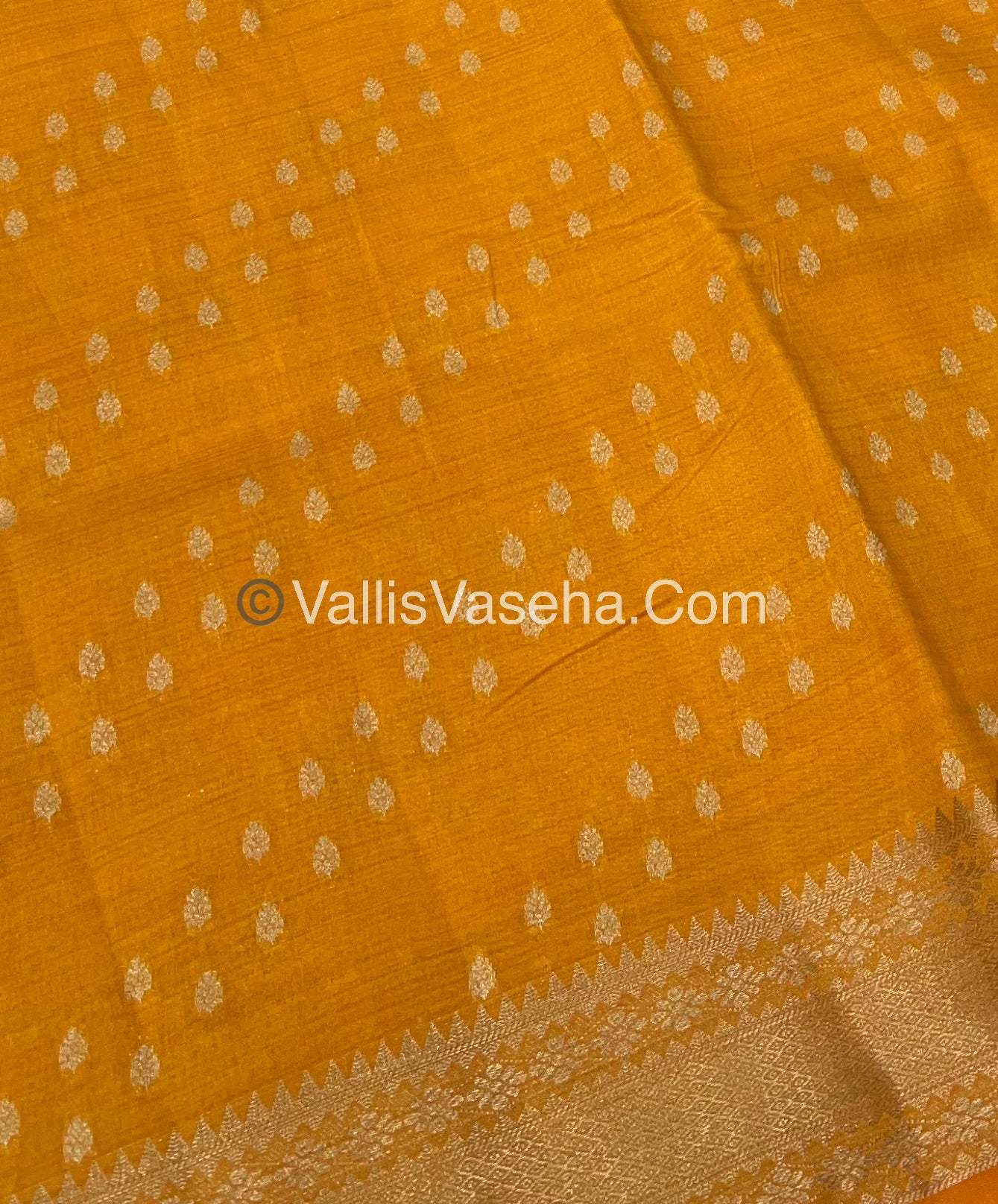 Semi Tussar Silk - Grand Pallu  - Yellow Shade - VVSTS017