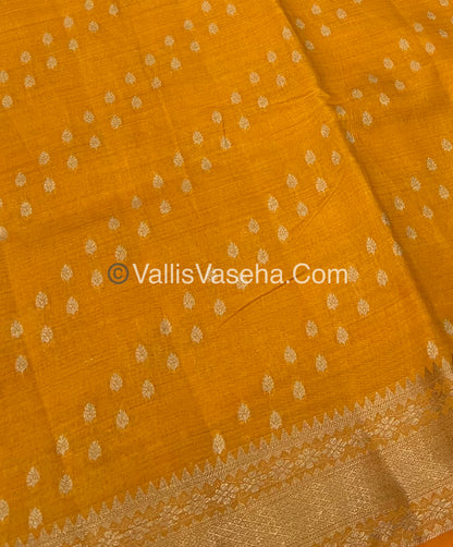 Semi Tussar Silk - Grand Pallu  - Yellow Shade - VVSTS017