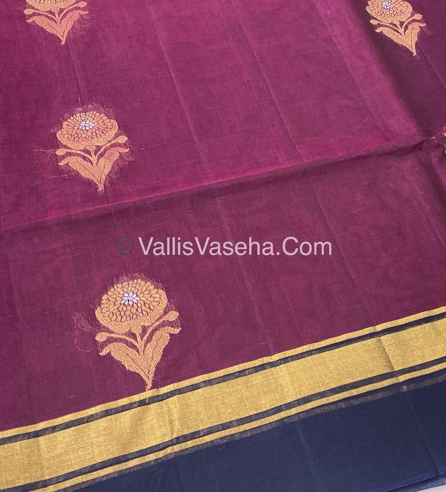 Kora Silk Saree - SICO -  Wine With Blue Shade  - VVKS002