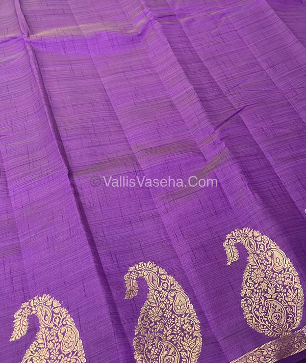Semi Tussar Silk - Small Mango Purple Shade - VVSTS002