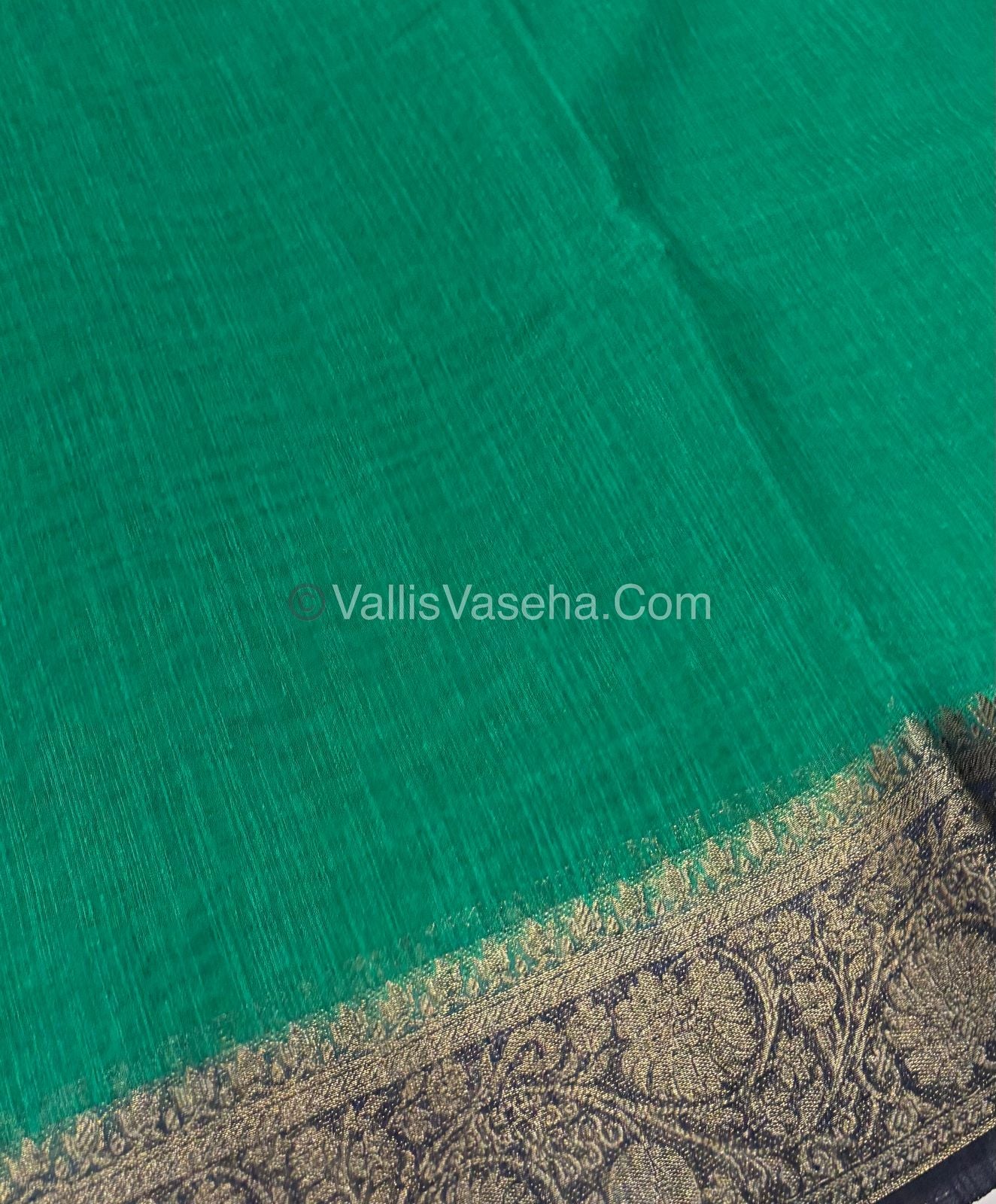 Bamboo Silk Saree -Sea Green With Navy Blue Shade - VVBSS007