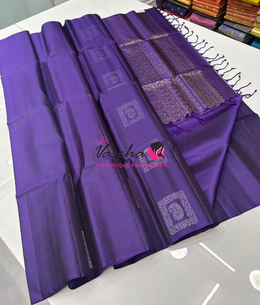Pure Soft Silk Saree  - Border Less  - Purple Shade - VVPSS100