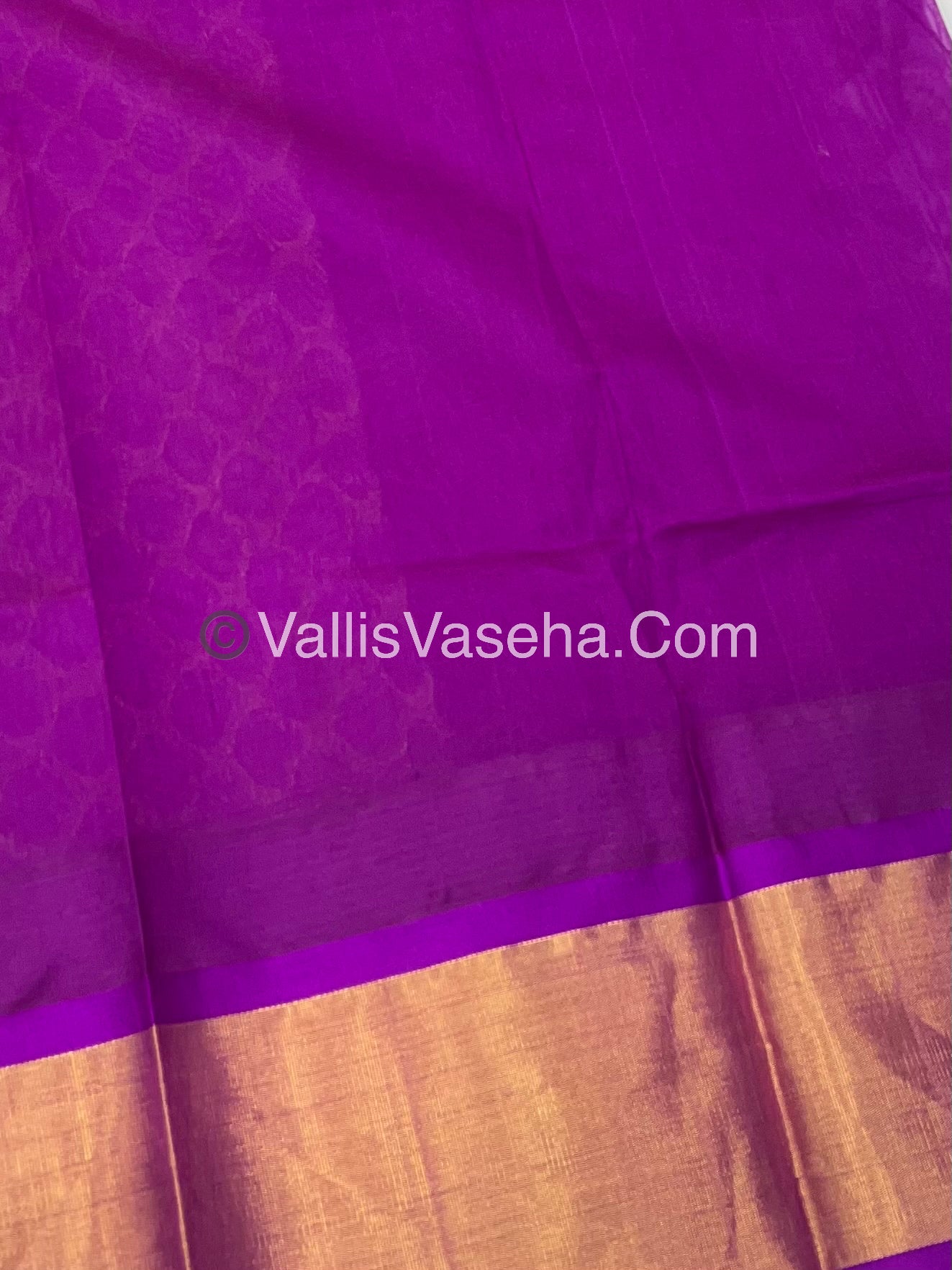 Pure Korvai Silk Cotton Saree - Yellow With Purple Shade Temple border - VVKSC001