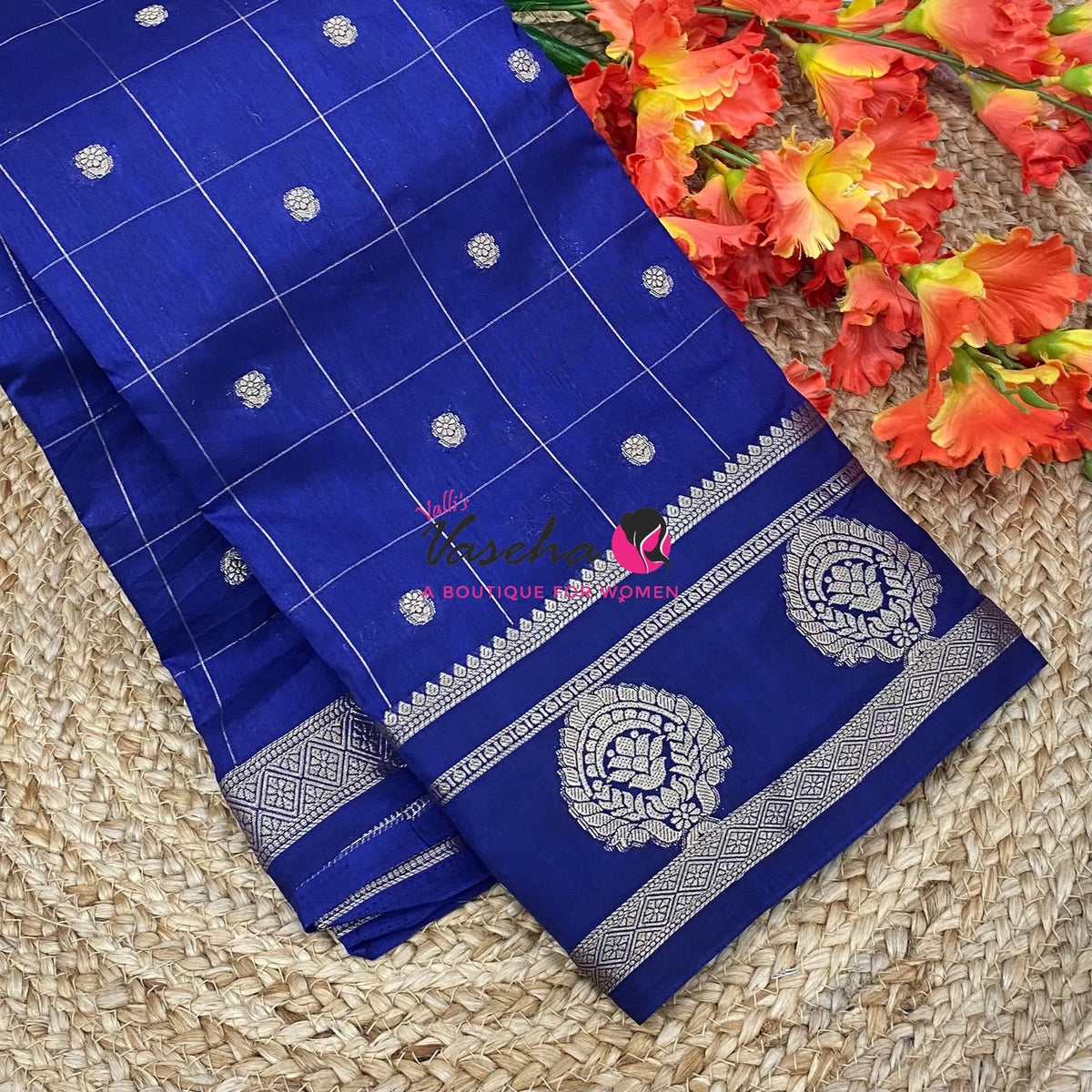 Semi Tussar Silk Saree | Dark Blue   Shade |VVSTS060