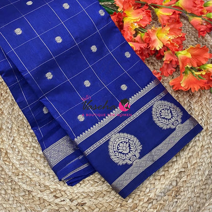 Semi Tussar Silk Saree | Dark Blue   Shade |VVSTS060