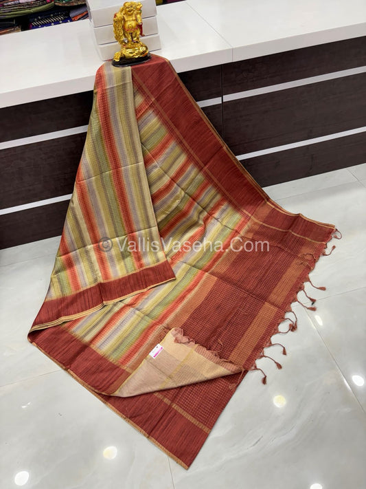 Semi Tussar Silk - Vairavoosi Design - Multi colour - VVSTS038