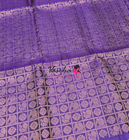 Pure Soft Silk Saree - Purple With Dual Tone Green Shade - VVPSS097