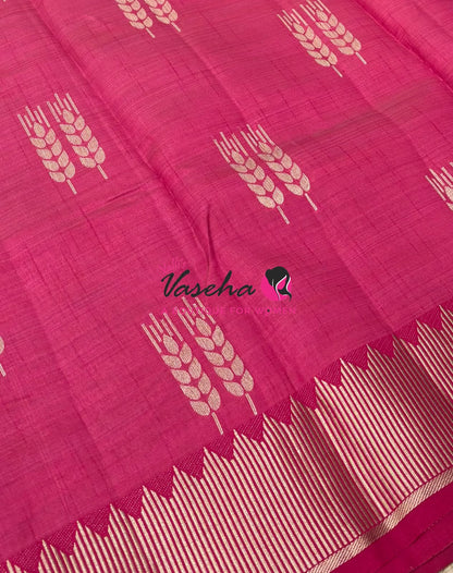 Semi Tussar Silk Saree | Pinkish Red  Shade |VVSTS051