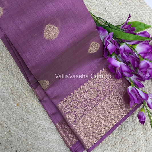 Semi Tussar Silk - Grand Pallu  - Onion Pink Shade - VVSTS041