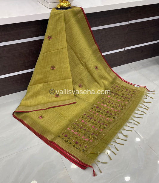 French Knot - Tissue Saree - Green Shade - VVLFN001