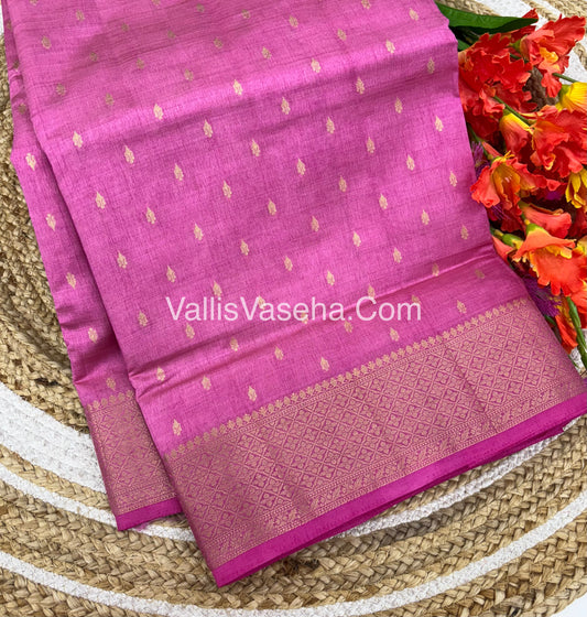 Semi Tussar Silk - Grand Pallu  - Pink Shade - VVSTS022