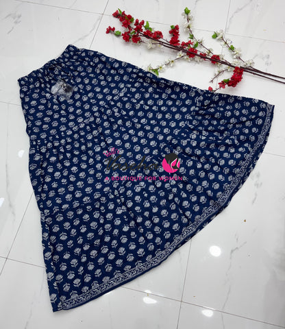 Skirts - Indigo Blue shade - Free Size ( Fit Upto XL Size) - VVPS001