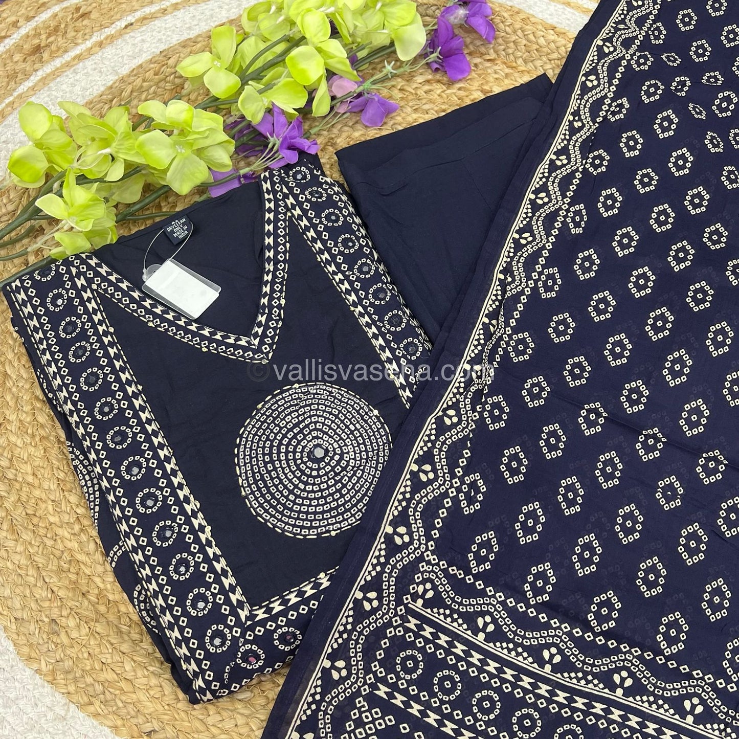Anarkali - Navy Blue Shade - Salwar, Kameez & Duppatta(3pc)- Fancy Cotton - VVRAS001