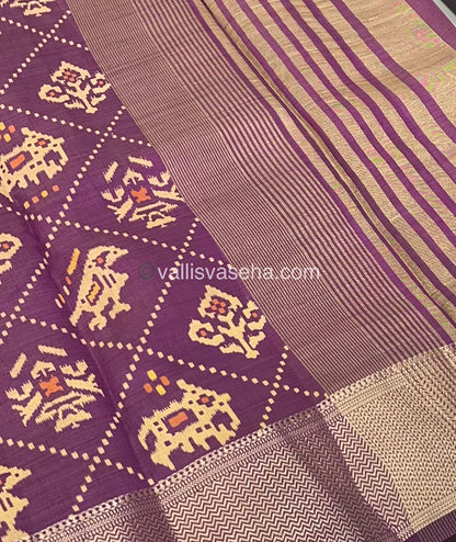 Semi Tussar Silk Saree - Ikkat / Pochampally Design - Purple Shade - VVSTS034