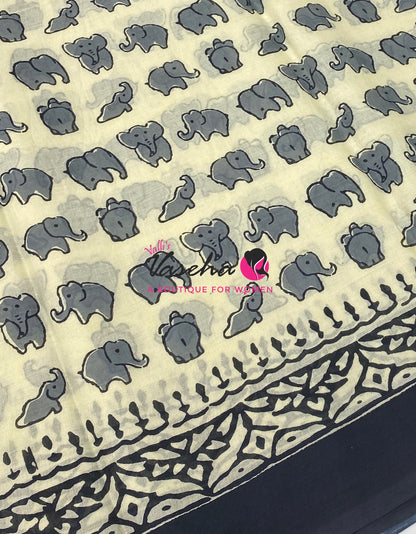 Pure Soft Mul Mul Cotton Sarees - Hand Block Prints - VVMMC011